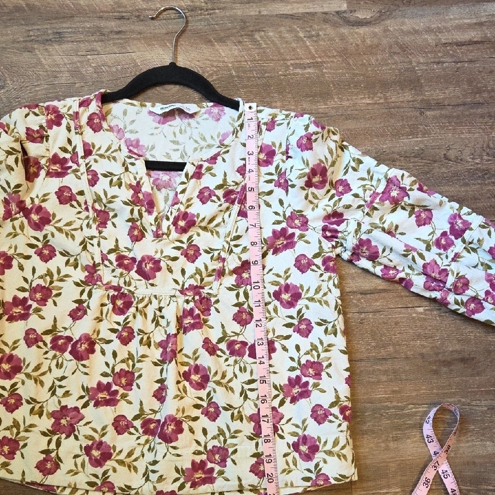 Sonoma Cropped Top 3/4 Sleeves Cream and Pink Corduroy Size Petite XS - Picture 9 of 10